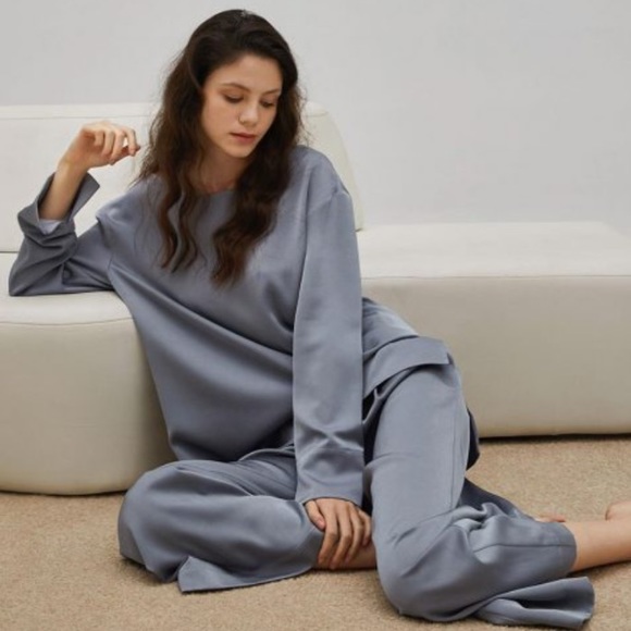 NAP Other - NAP loungewear Satin Boat Neck Rayon Set - Cloudy Sky